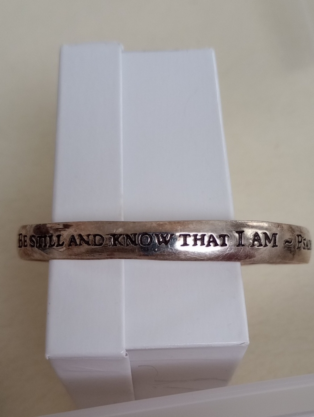 Engraved Sterling Cuff Bracelet - "Be Still and Know That I Am"